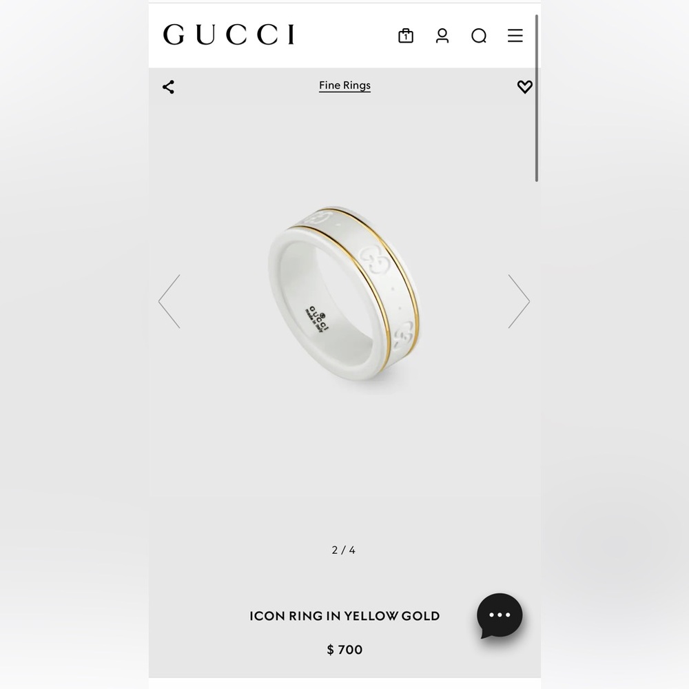 White and gold gucci ring